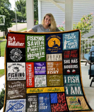 Fishing All I Care About Is Fishing Quilt Blanket Great - Super King - Ettee