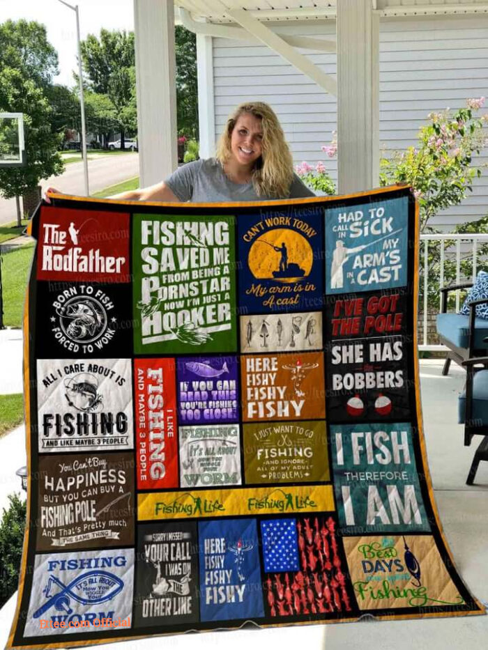 Fishing All I Care About Is Fishing Quilt Blanket Great - Super King - Ettee