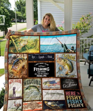 Fishing Drop A Line Stay Awhile Quilt Blanket Great Gifts Perfect Gifts For Fishing Lover - Super King - Ettee