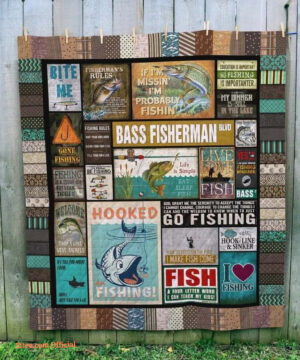 Fishing I Make Fish Come Bass Fisherman Quilt Blanket Great Blanket - Super King - Ettee