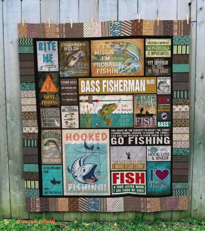 Fishing I Make Fish Come Bass Fisherman Quilt Blanket Great Blanket - Super King - Ettee