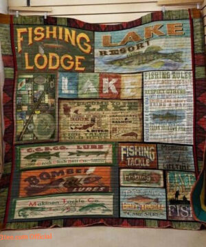 Fishing Lodge Quilt Blanket Great Customized Gifts For Fishing Lover - Super King - Ettee