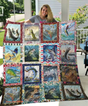 Fishing Paiting Quilt Blanket Great Gifts  For Fishing Lover - Super King - Ettee