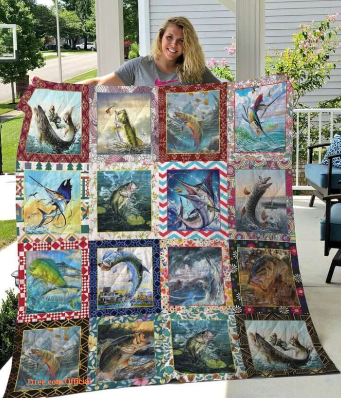 Fishing Paiting Quilt Blanket Great Gifts  For Fishing Lover - Super King - Ettee