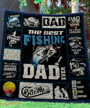 Fishing The Best Fishing Dad Ever Quilt Blanket Great - Super King - Ettee