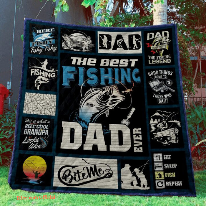 Fishing The Best Fishing Dad Ever Quilt Blanket Great Customized Gifts For Birthday Christmas Thanksgiving Father's Day - Super King - Ettee