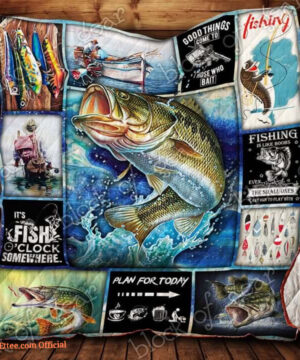 Fishing Time Plan For Today Quilt Blanket Great Customized Gifts For Fishing Lover - Super King - Ettee