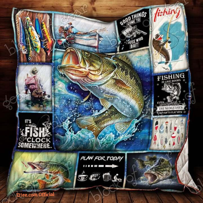 Fishing Time Plan For Today Quilt Blanket Great Customized Gifts For Fishing Lover - Super King - Ettee
