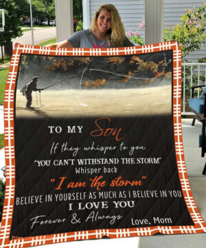 Fishing To My Son From Mom Believe In Yourself Quilt Blanket Great Gifts - Super King - Ettee