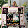 Flamingo If I'm Drunk It's My Camping Friend's Fault Quilt Blanket Great Customized Blanket Gifts For Birthday Christmas Thanksgiving - Ettee - Birthday