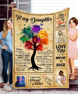 To My Daughter From Dad Mom Adult Mink Sherpa Quilt Blanket - Super King - Ettee