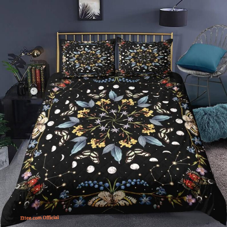 Floral Moon Butterfly Bedding set Quilt set For Bedroom - King - Ettee