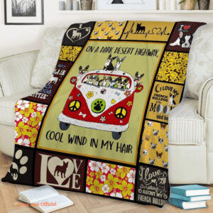 Bulldog Quilt Blanket On A Dark Desert Highway Cool Wind In My Hair - Super King - Ettee