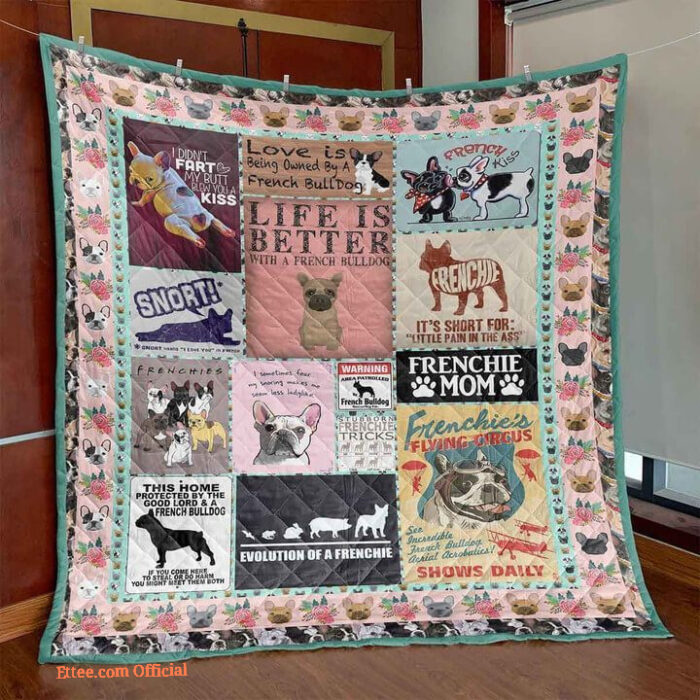 French Bulldog Frenchie Mom Awesome Quilt Blanket - Ettee