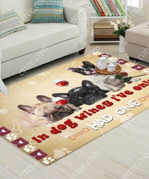 French Bulldog & Wine Rug. In Dog Wines I've Only Had One - Ettee - bat ears