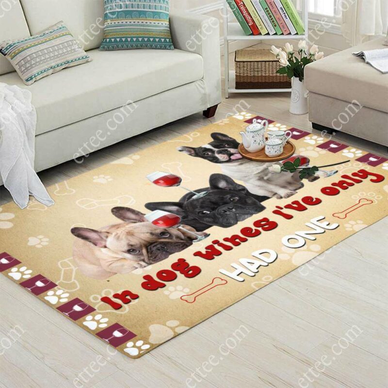 French Bulldog & Wine Rug. In Dog Wines I've Only Had One - Ettee - bat ears