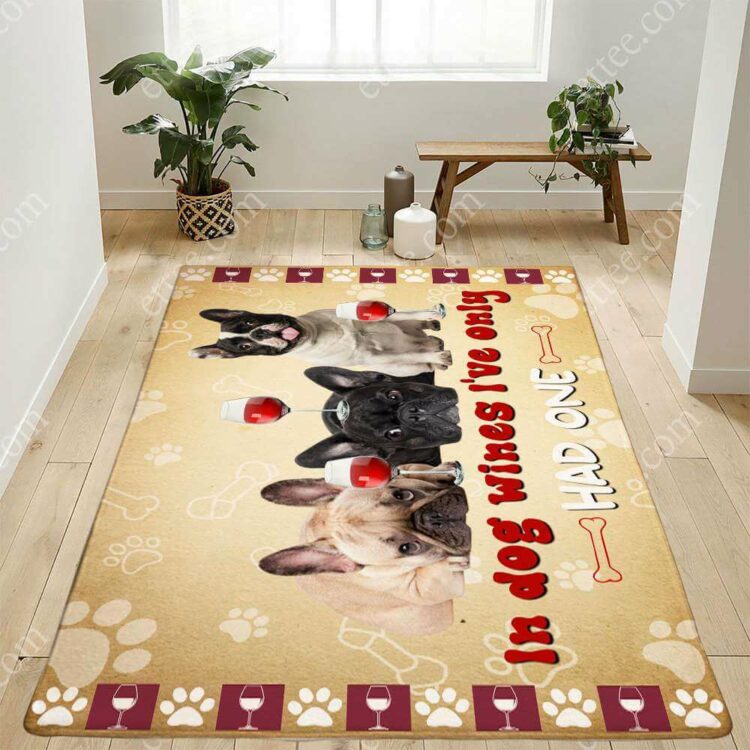 French Bulldog & Wine Rug. In Dog Wines I've Only Had One - Ettee - bat ears
