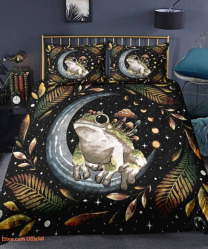 Frog 3pcs Comforter set Bedding set Moon phase Quilt set Space Night For Kids Bedroom - King - Ettee