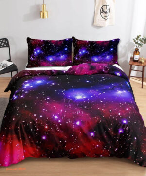 Galaxy Starry Sky 3 Piece Bedding Set. Luxurious Smooth And Durable. Lightweight And Smooth Comfort - King - Ettee