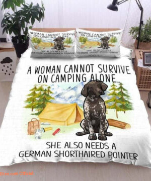 German Shorthaired Pointer Camping Cotton Bed Sheets Spread Comforter Bedding Sets - King - Ettee