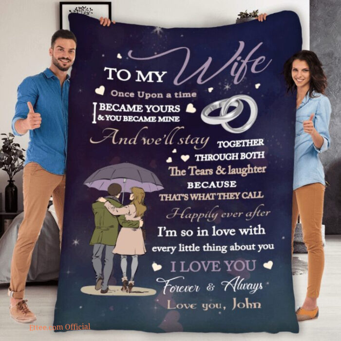 3D - Gift For Couple Fleece Quilt Blanket To My Wife Forever. Foldable And Compact - Ettee - 3D