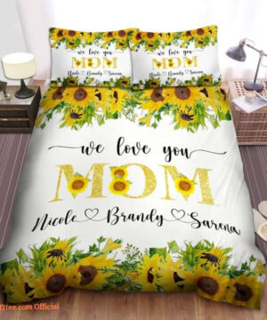 Gift For Mom Sunflower Personalized Custom Name Bedding Set - King - Ettee