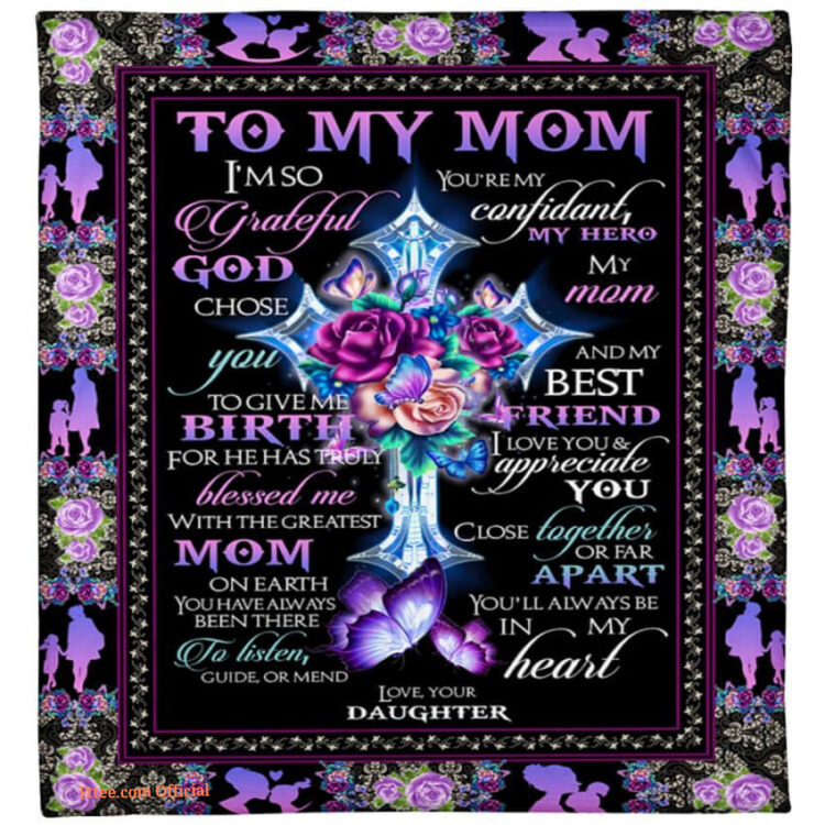 Gift For Mother I'm So Grateful God Chose You Fleece Quilt Blanket - Super King - Ettee