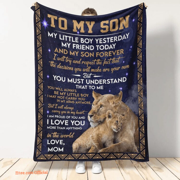 Gift For Son From Mom Blanket Lion My Little Boy Yesterday Blanket - Super King - Ettee