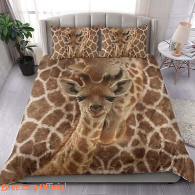 Giraffe Mom And Baby Cotton Bed Sheets Spread Bedding Sets - King - Ettee