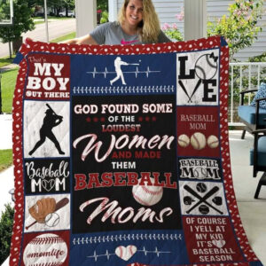 God Found Some Of The Loudest Women And Made Them Baseball Moms Quilt Blanket - Ettee - baseball moms
