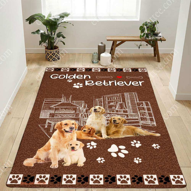 Golden Retriever Rug, Dog Mat Carpet Decor - Ettee - animal-themed carpet