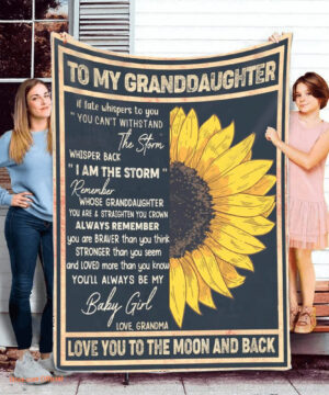 To My Granddaughter Quilt Blanket Sunflower. Light And Durable. Soft To Touch - Super King - Ettee