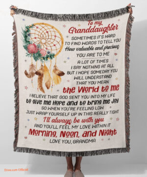 To My Granddaughter Dream Catcher Quilt Blanket. Foldable And Compact - Super King - Ettee