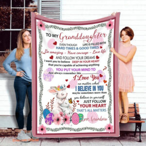 Granddaughter Gift From Grandma Rabbit Quilt Blanket. Foldable And Compact - Super King - Ettee
