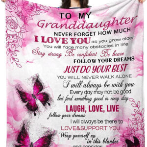 To My Granddaughters Kids Quilt Blanket. Lightweight And Smooth Comfort - Super King - Ettee