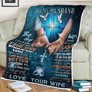 Valentine Hand to My Husband Quilt Blanket. Foldable And Compact - Super King - Ettee