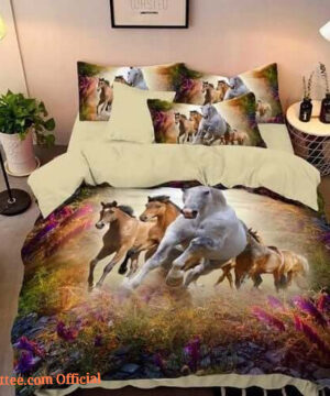 Herd Of Horses Running Cotton Bed Sheets Spread Comforter Duvet Cover Bedding Sets Perfect Gifts For Horse Lover Gifts - King - Ettee