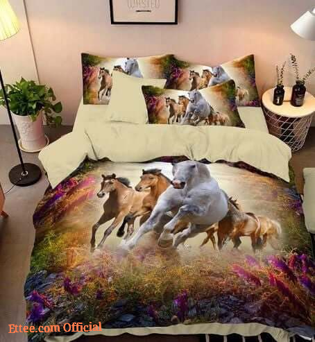 Herd Of Horses Running Cotton Bed Sheets Spread Comforter Duvet Cover Bedding Sets Perfect Gifts For Horse Lover Gifts - King - Ettee