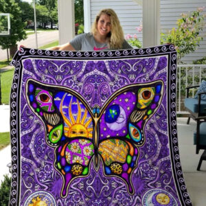 Hippie Butterfly Sun And Moon Quilt Blanket Great - Super King - Ettee