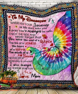 Hippie Elephant To My Daughter From Mom Enjoy The Ride Quilt Blanket Great - Super King - Ettee