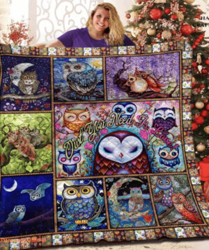 Hippie Owl Wild Animal Cute Nature Lovers Quilt Blanket. Foldable And Compact - Super King - Ettee