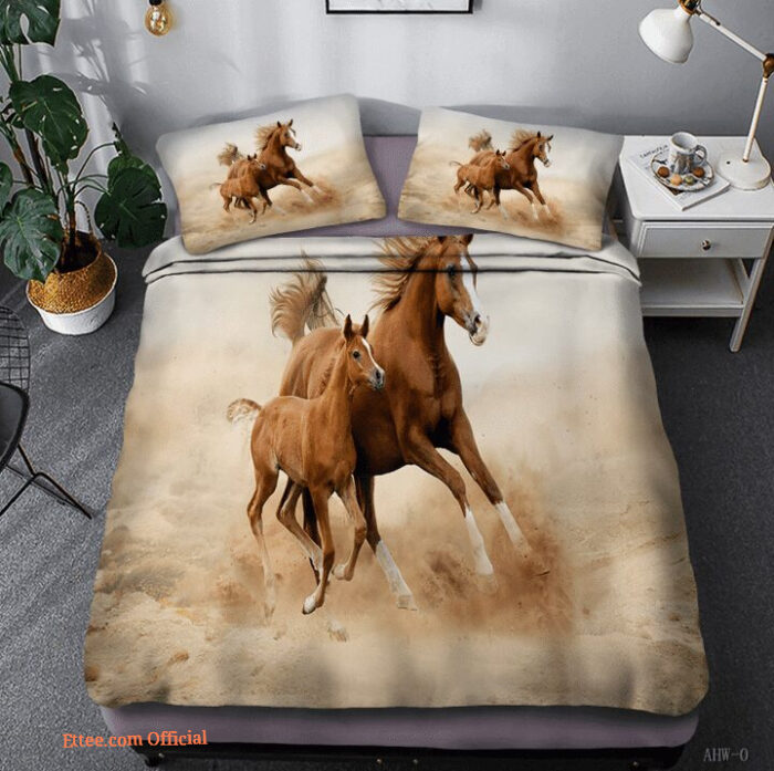 Horse And Baby Bed Sheets Duvet Cover Bedding Set Great Gifts - King - Ettee