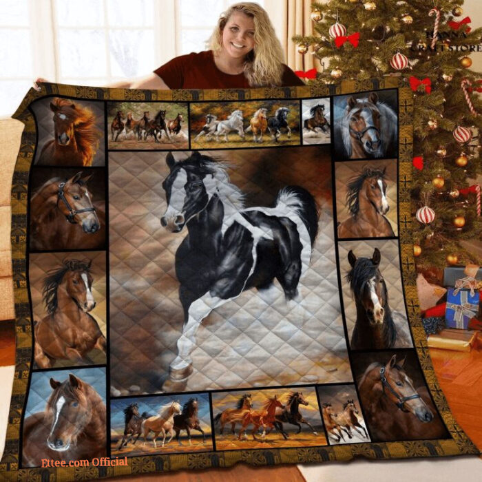 Horse Animal Lover Horse Riding Lover Nature Quilt Blanket. Foldable And Compact - Super King - Ettee