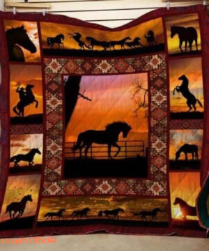 Horse Cowboy Quilt Blanket Great Gifts For Birthday Christmas Thanksgiving Perfect Gifts For Horse Lover - Super King - Ettee