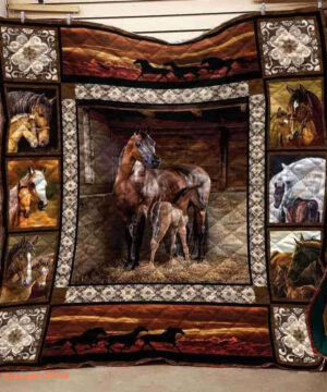 Horse Family Mom And Baby Quilt Blanket Great Customized Gifts For Birthday Christmas Thanksgiving Perfect Gifts For Horse Lover - Twin - Ettee