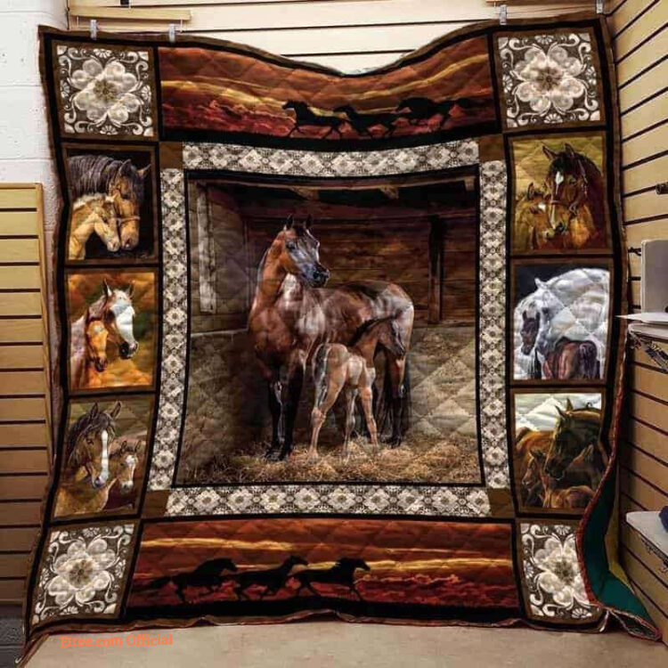 Horse Family Mom And Baby Quilt Blanket Great Customized Gifts For Birthday Christmas Thanksgiving Perfect Gifts For Horse Lover - Twin - Ettee