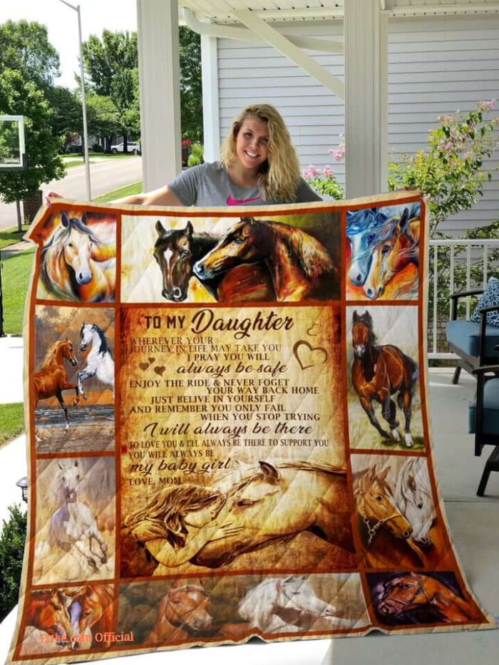 Horse Family To My Daughter Quilt Blanket From Mom Wherever Your Journey Praying To The Safe Great - Super King - Ettee