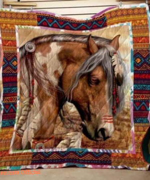 Horse Native American Quilt Blanket Great Customized Gifts For Birthday Christmas Thanksgiving Perfect Gifts For Horse Lover - Super King - Ettee