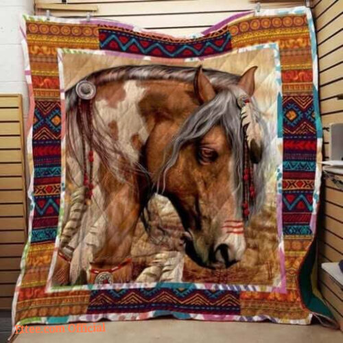 Horse Native American Quilt Blanket Great Customized Gifts For Birthday Christmas Thanksgiving Perfect Gifts For Horse Lover - Super King - Ettee