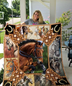 Horse Racing Quilt Blanket Great Customized Blanket Gifts For Birthday Christmas Thanksgiving - Super King - Ettee